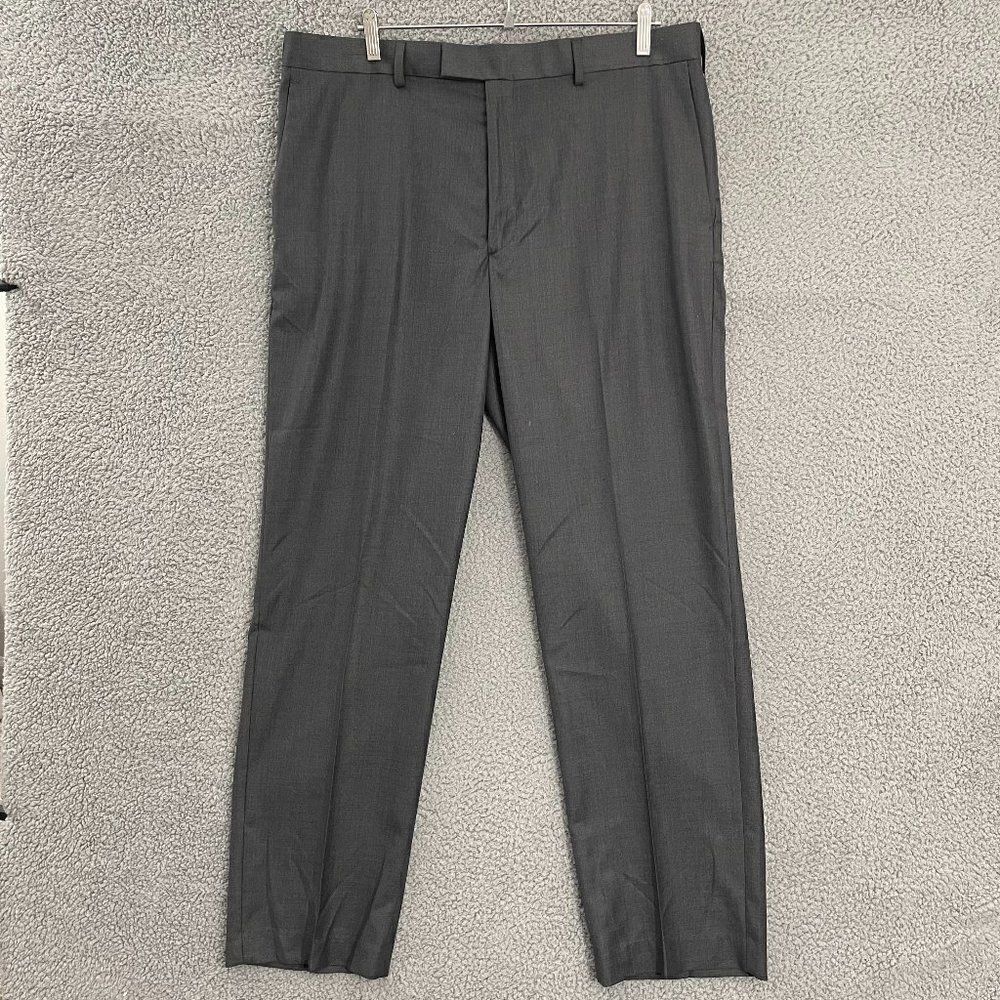 Axist Premium Performance Flat‎ Front Men 38 Gray No Iron Dress Pants